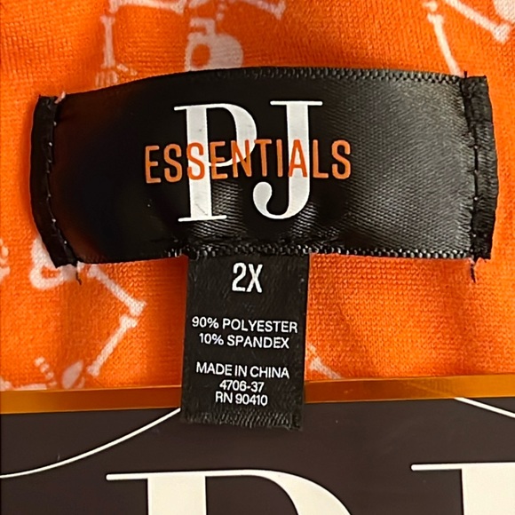 Dancing SKELETON 2pc Pajama Set * size 2XL * Orange White Black SHORTS S/ Sleeve - Picture 3 of 9